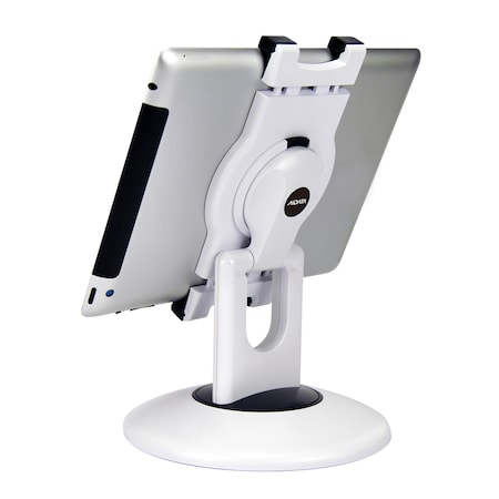 Aidata Universal Tablet Multistand, Desktop Weighted Base, 360 Degree Rotation, White US-2002W